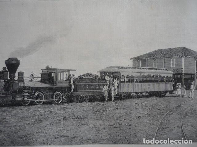 Art: ZAZA SANTA CLARA CUBA TREN GRABADO XILOGRAFICO XILOGRAFIA 1895
