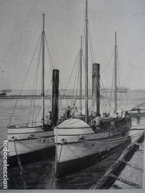 Arte: ALMENDARES Y BARACOA LANCHAS CA&Ntilde;ONERAS GRABADO XILOGRAFICO XILOGRAFIA 1895