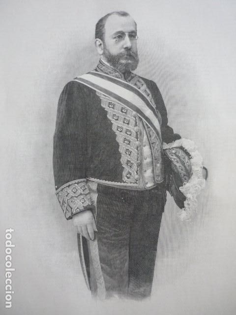 Art: TOMAS CASTELLANOS MINISTRO DE ULTRAMAR GRABADO XILOGRAFICO XILOGRAFIA 1895