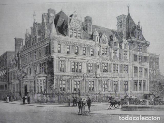 Art: PALACIO QUINTA AVENIDA VANDERBILT GRABADO XILOGRAFICO XILOGRAFIA 1895