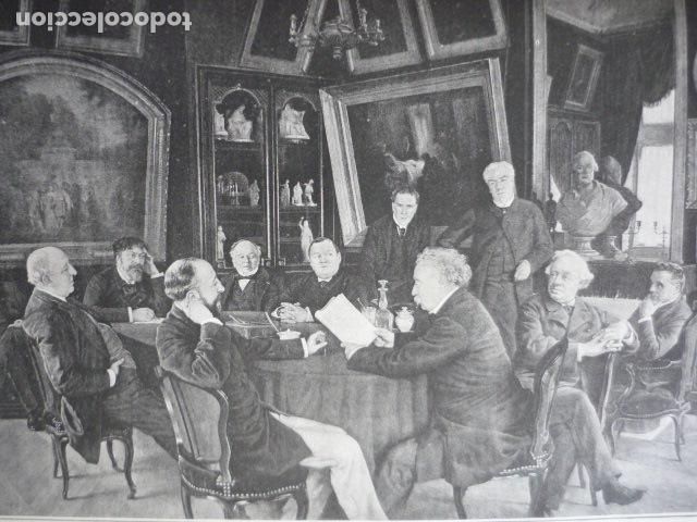 Arte: ALEJANDRO DUMAS LEYENDO UNA OBRA GRABADO XILOGRAFICO XILOGRAFIA 1895