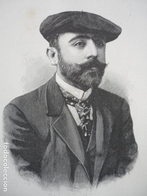 Art: TESIFONTE GALLEGO PERIODISTA EN CUBA GRABADO XILOGRAFICO XILOGRAFIA 1895