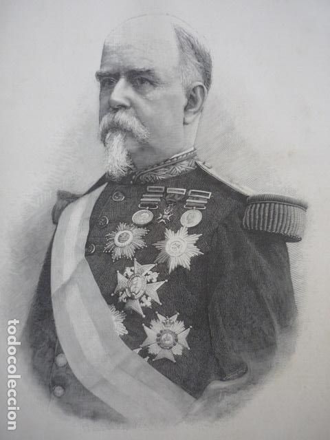 Arte: MARCELO DE AZCARRAGA MINISTRO DE LA GUERRA GRABADO XILOGRAFICO XILOGRAFIA 1895
