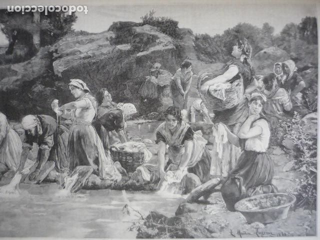 Arte: LAS LAVANDERAS DE TOMAS MU&Ntilde;OZ LUCENA GRABADO XILOGRAFICO XILOGRAFIA 1895