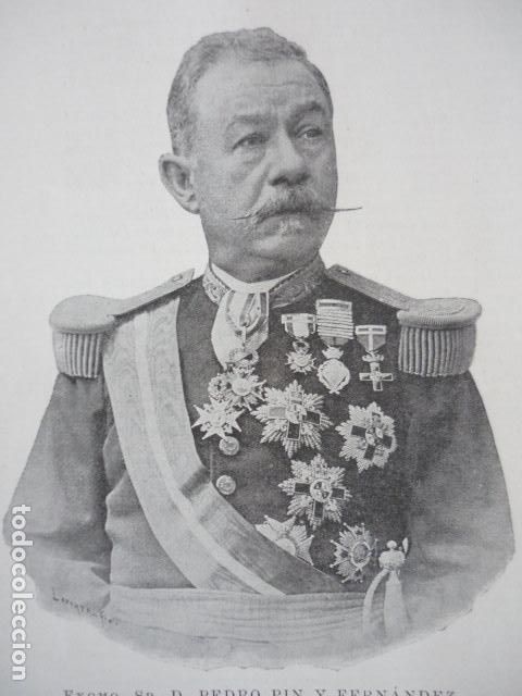 Arte: PEDRO PIN FERNANDEZ COMANDANTE GENERAL GRABADO XILOGRAFICO XILOGRAFIA 1895