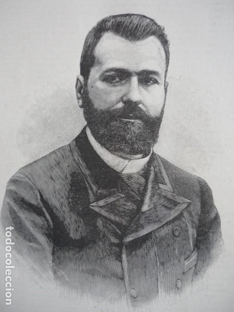 Arte: FEDERICO ORTIZ PRESIDENTE CIRCULO DE LA UNION MERCANTIL GRABADO XILOGRAFICO XILOGRAFIA 1895
