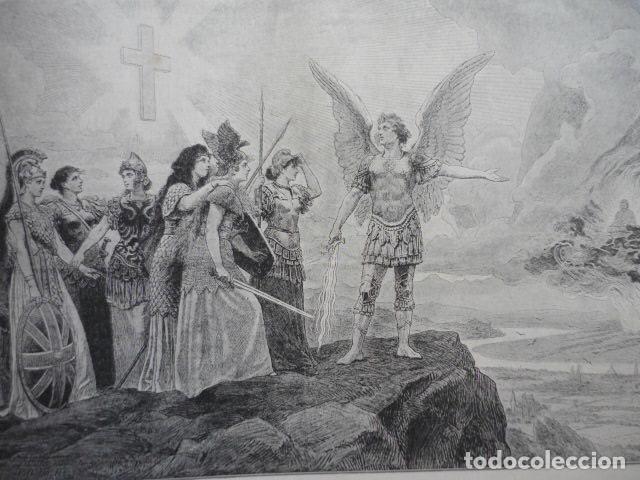 Arte: PUEBLOS DE EUROPA DIBUJO GUILLERMO II DE ALEMANIA GRABADO XILOGRAFICO XILOGRAFIA 1895