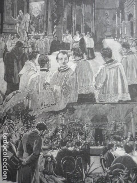 Arte: ROMA SAN PIETRO IN MONTORIO CELEBRACION GRABADO XILOGRAFICO XILOGRAFIA 1895