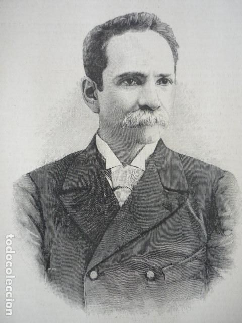 Arte: RAFAEL A. GUTIERREZ PRESIDENTE EL EL SALVADOR GRABADO XILOGRAFICO XILOGRAFIA 1895