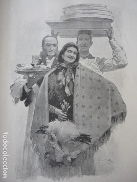 Arte: EN BUSCA DE AGUINALDOS POR CECILIO PLA GRABADO XILOGRAFICO XILOGRAFIA 1895