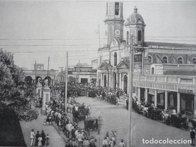 Arte: CIENFUEGOS CUBA ENTIERRO COMANDANTE VALENZUELA GRABADO XILOGRAFICO XILOGRAFIA 1895