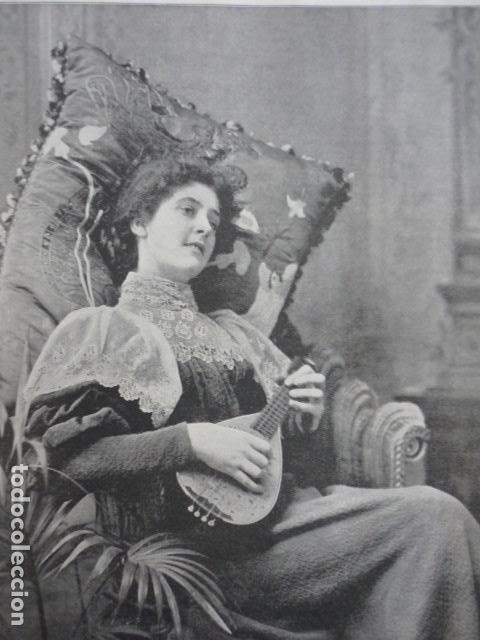 Arte: ENSUE&Ntilde;OS DAMA CON LAUD GRABADO XILOGRAFICO XILOGRAFIA 1895