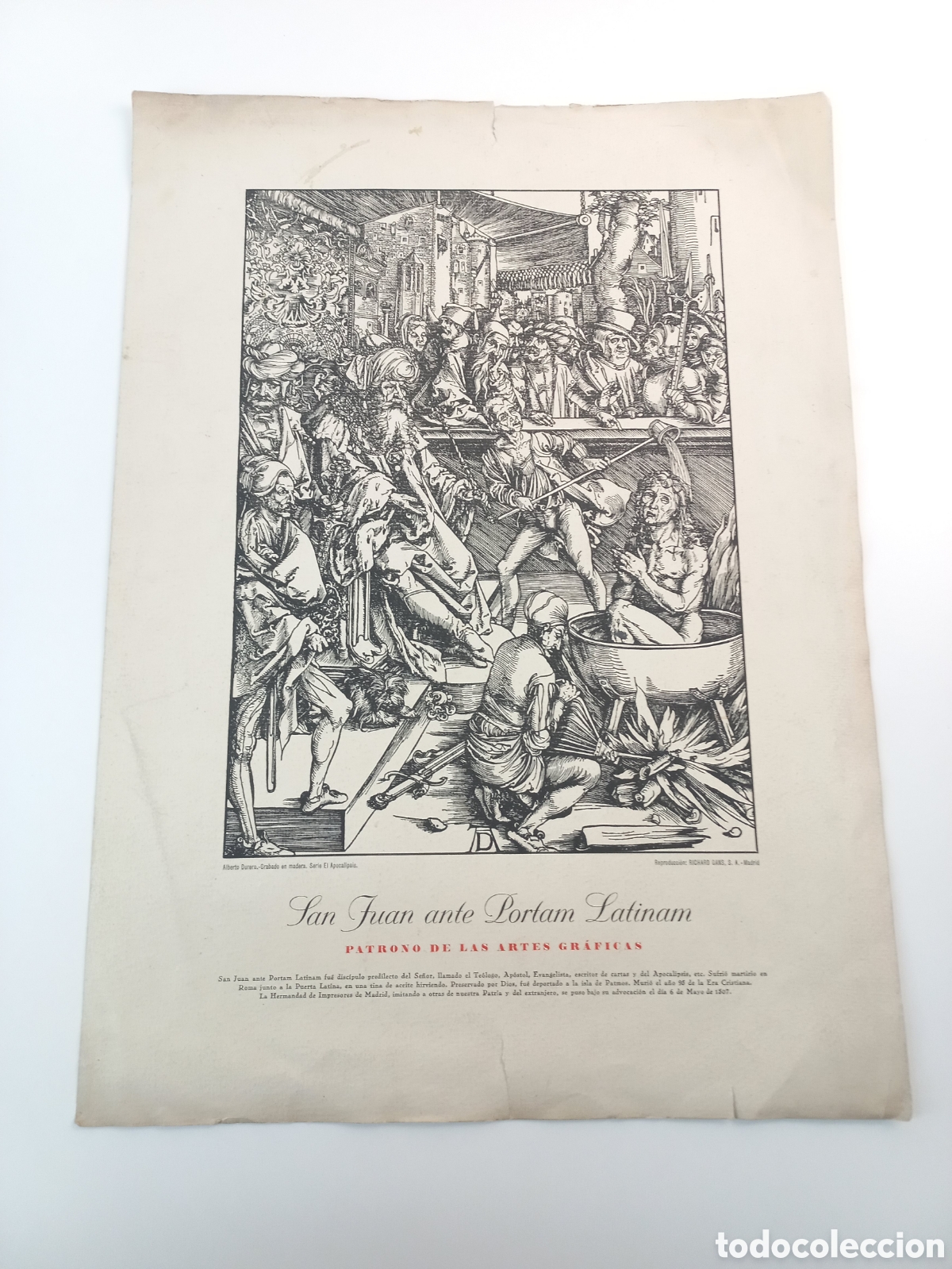 Arte: San Juan ante Portam Liam. Durero. Apocaliosis. Richard Gans. Xilografia