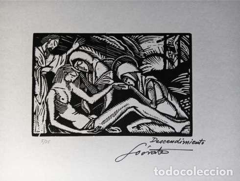 Arte: S&oacute;crates QUINTANA MONTOTO (Mieres Asturias 1892-1984) xilograf&iacute;a 13x22 papel 33x50cms firmada y 5/25