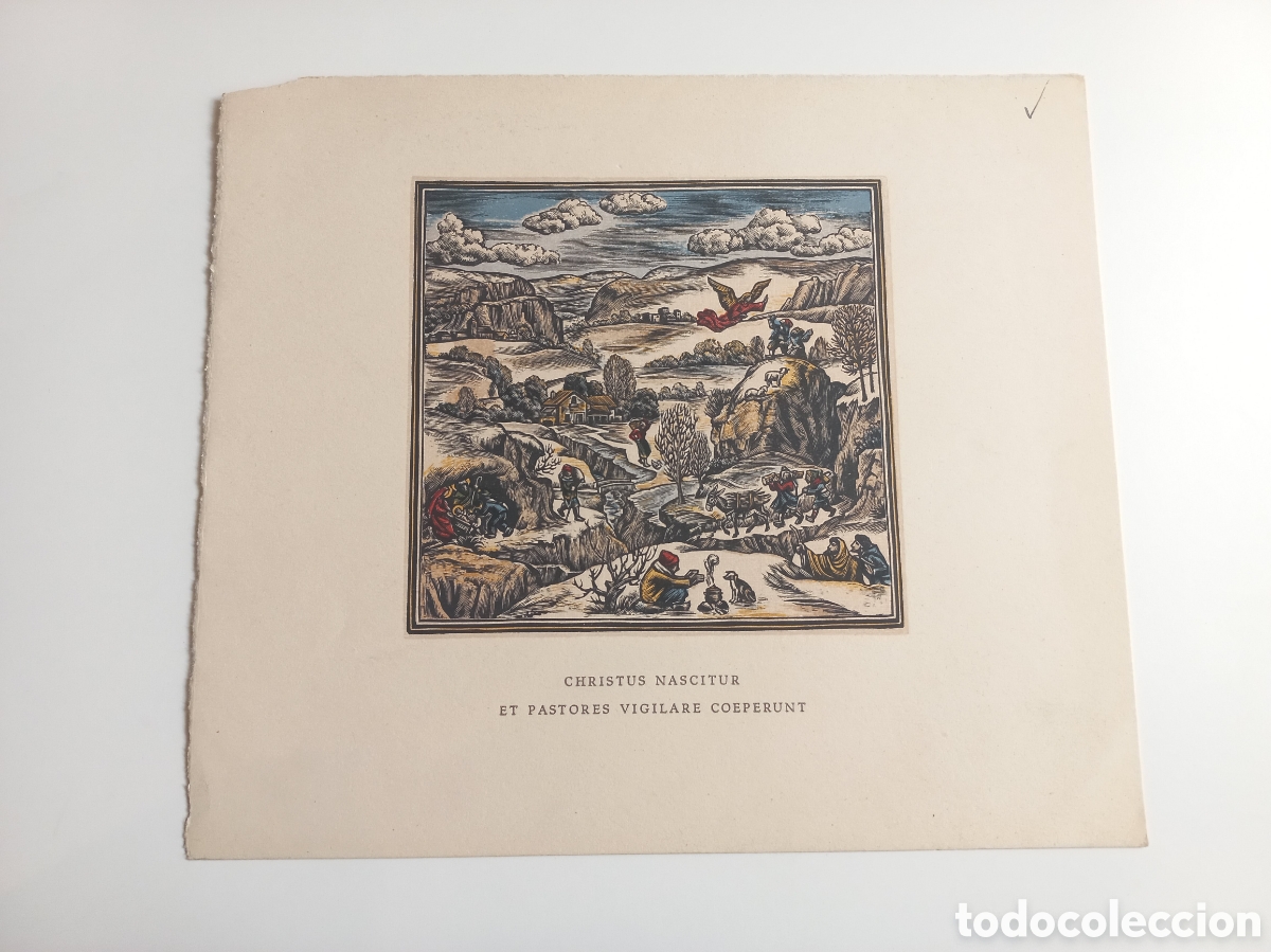 Arte: Xilografia Christus Nascitur et Pastores Vigilare Coeperunt. Iluminado a mano.