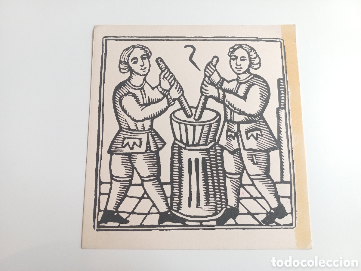 Arte: Xilografia DROGUERO colecci&oacute;n gr&aacute;fica El Tinell. Barrio G&oacute;tico Barcelona. 1966.