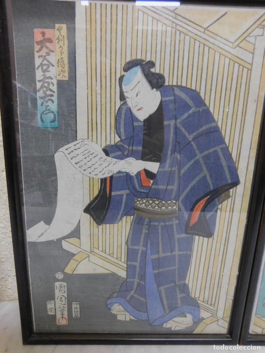 Arte: TR&Iacute;PTICO JAPON&Eacute;S - UTAGAWA KUNISADA - XILOGRAF&Iacute;A - Foto 2