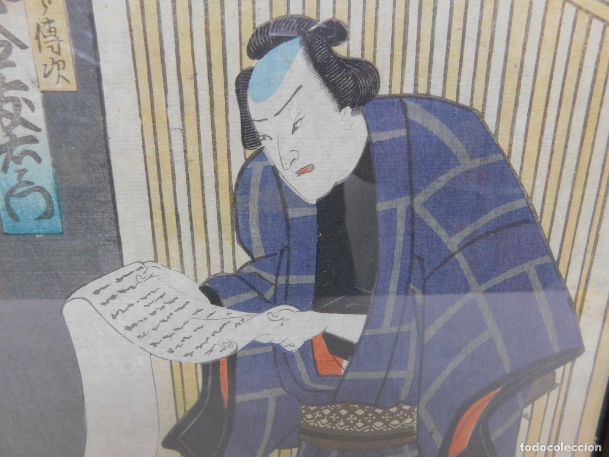 Arte: TR&Iacute;PTICO JAPON&Eacute;S - UTAGAWA KUNISADA - XILOGRAF&Iacute;A - Foto 3