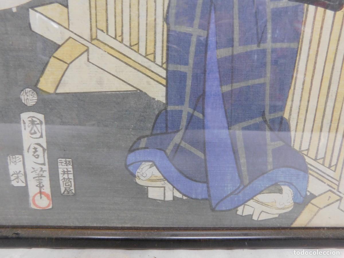 Arte: TR&Iacute;PTICO JAPON&Eacute;S - UTAGAWA KUNISADA - XILOGRAF&Iacute;A - Foto 4