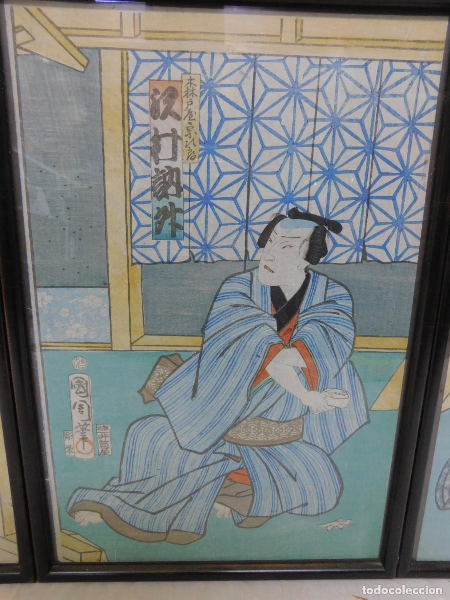 Arte: TR&Iacute;PTICO JAPON&Eacute;S - UTAGAWA KUNISADA - XILOGRAF&Iacute;A - Foto 5