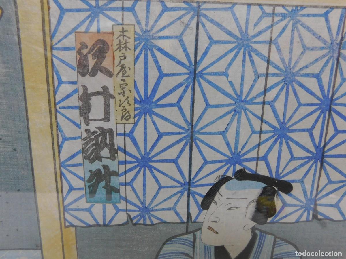 Arte: TR&Iacute;PTICO JAPON&Eacute;S - UTAGAWA KUNISADA - XILOGRAF&Iacute;A - Foto 6