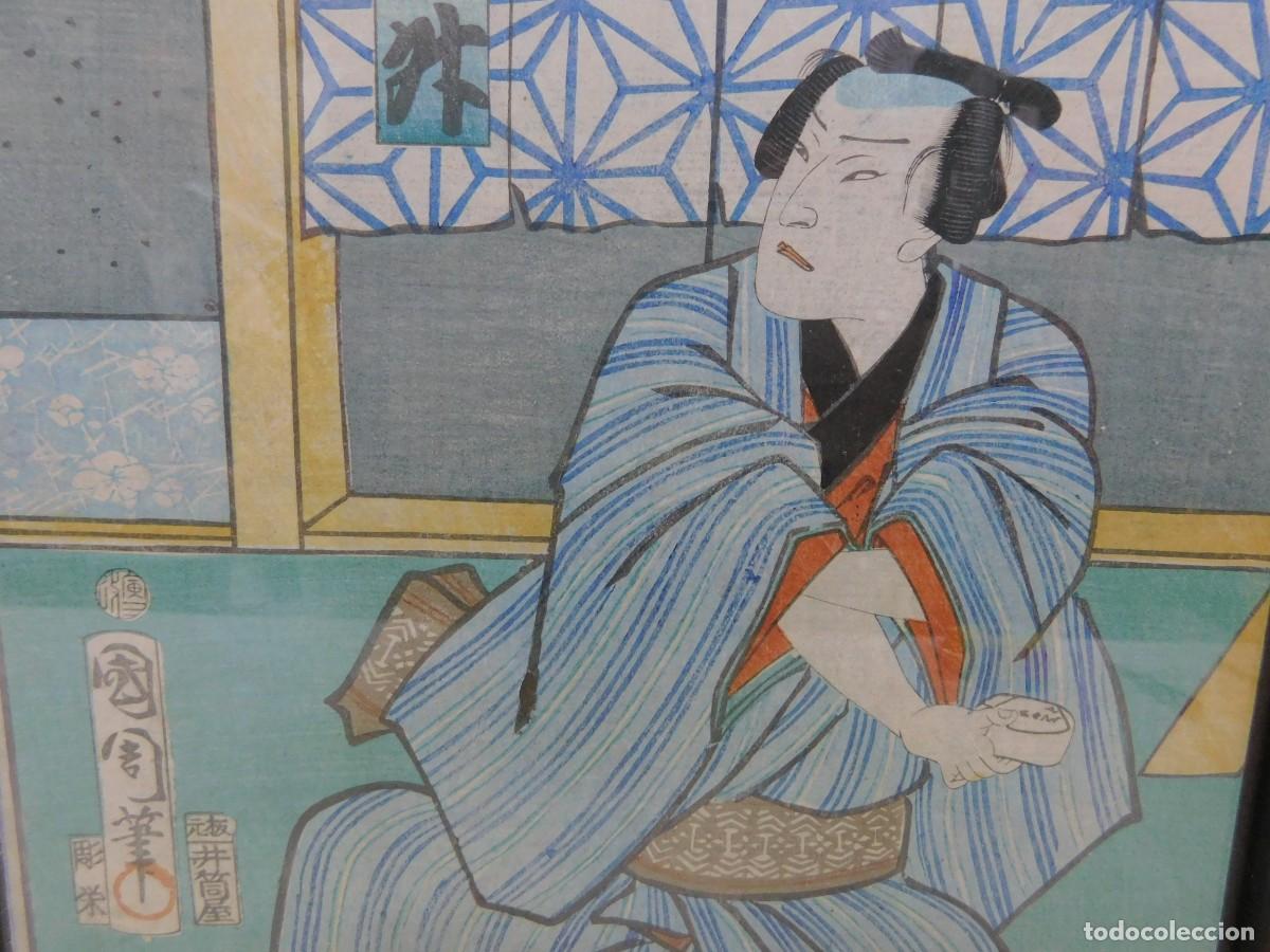 Arte: TR&Iacute;PTICO JAPON&Eacute;S - UTAGAWA KUNISADA - XILOGRAF&Iacute;A - Foto 7