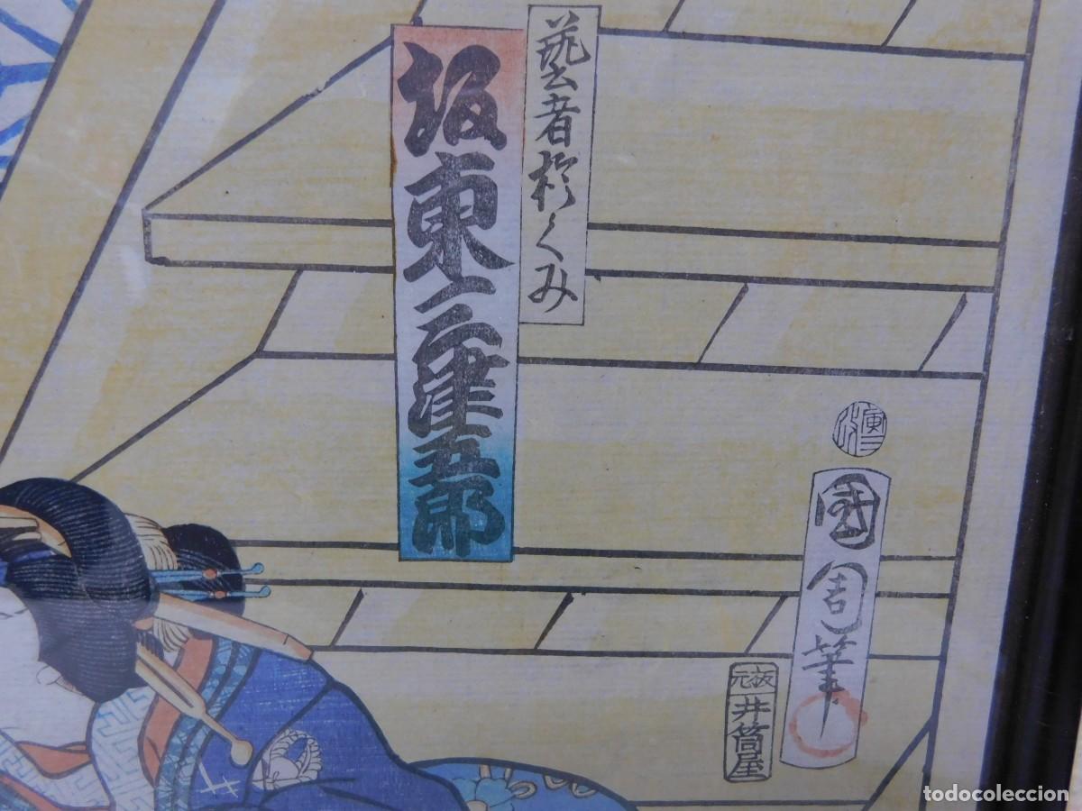 Arte: TR&Iacute;PTICO JAPON&Eacute;S - UTAGAWA KUNISADA - XILOGRAF&Iacute;A - Foto 9