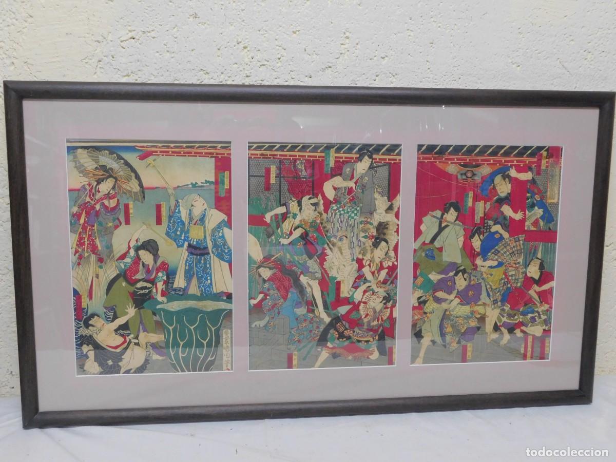 Kunst: TR&Iacute;PTICO JAPON&Eacute;S - TOYOHARA KUNICHIKA - XILOGRAF&Iacute;A