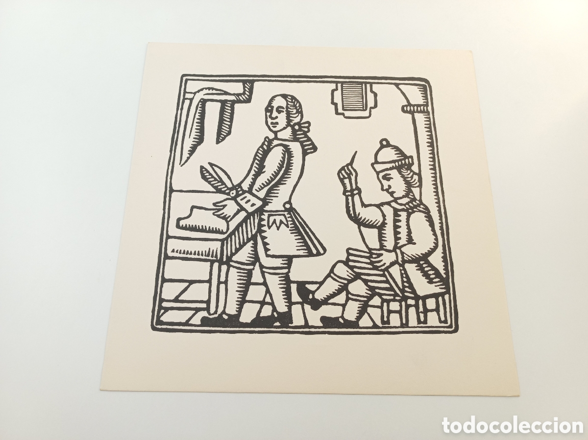 Arte: Sastre. Xilografias Catalanas de Oficios del Siglo XVIII. Sin iluminar.