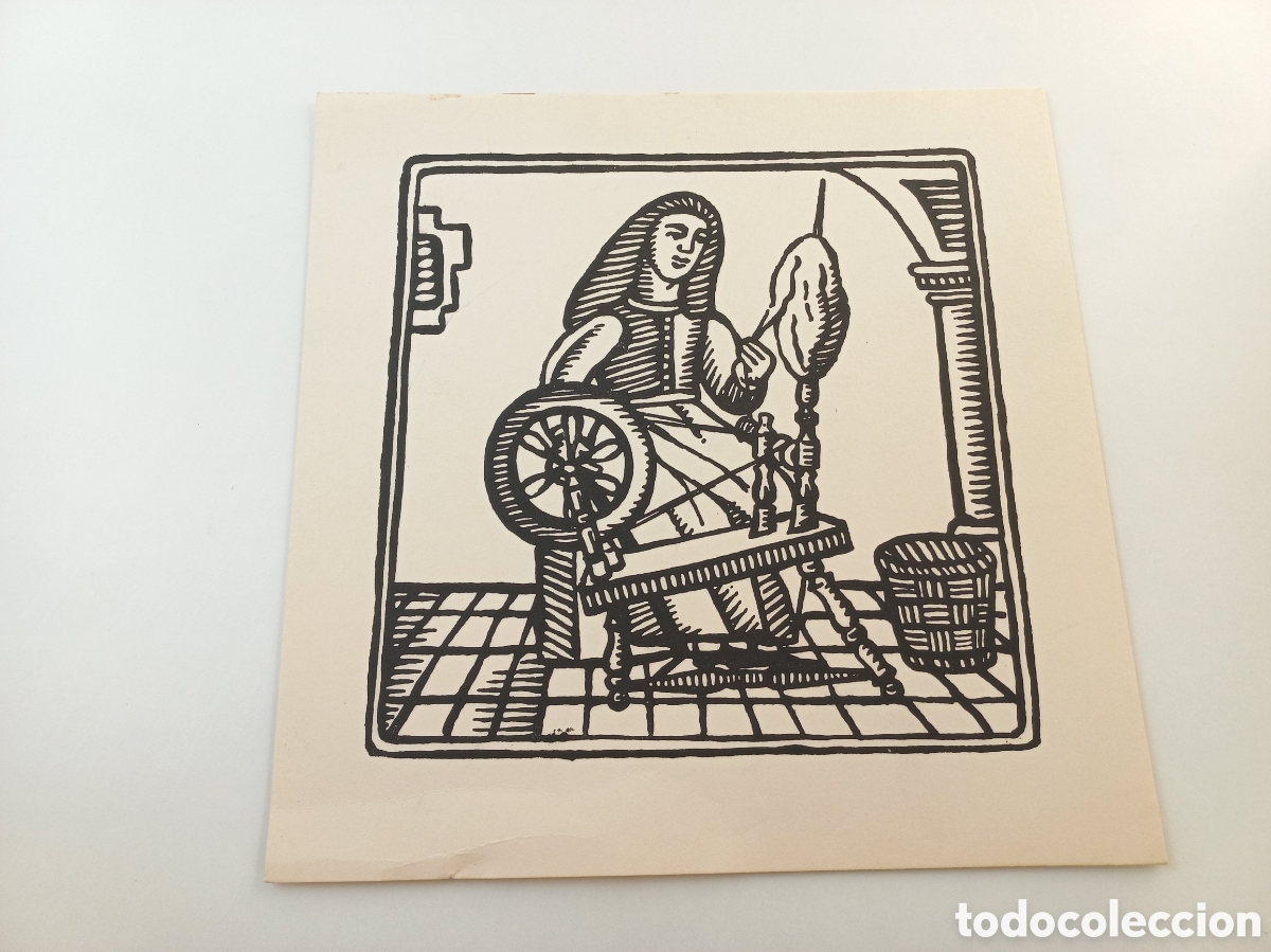 Arte: Hiladora. Xilografias Catalanas de Oficios del Siglo XVIII. Sin iluminar.