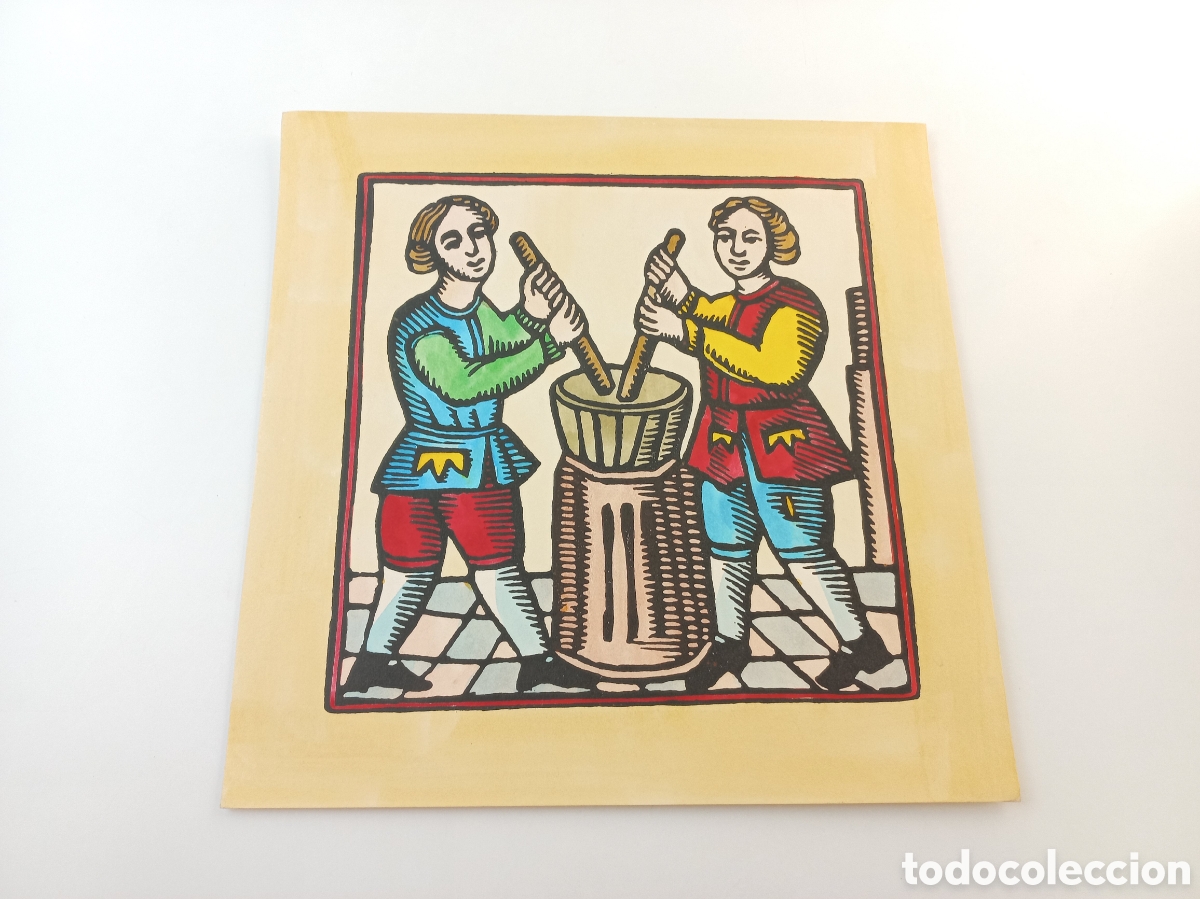 Arte: Xilografias Catalanas de Oficios del Siglo XVIII. Iluminado a mano.