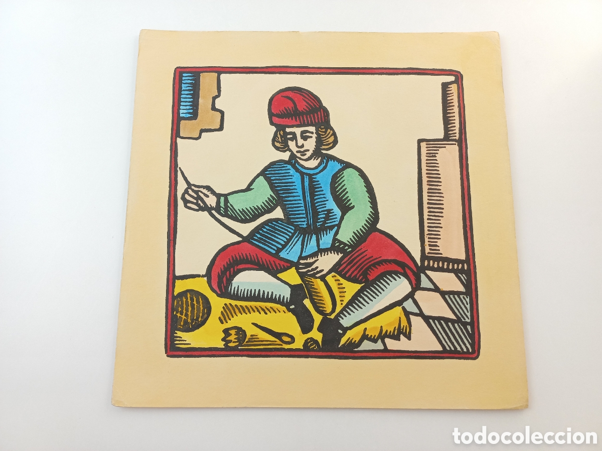 Arte: Alpargatero. Xilografias Catalanas de Oficios del Siglo XVIII. Gr&aacute;ficas El Tinell. 1966. Iluminado.