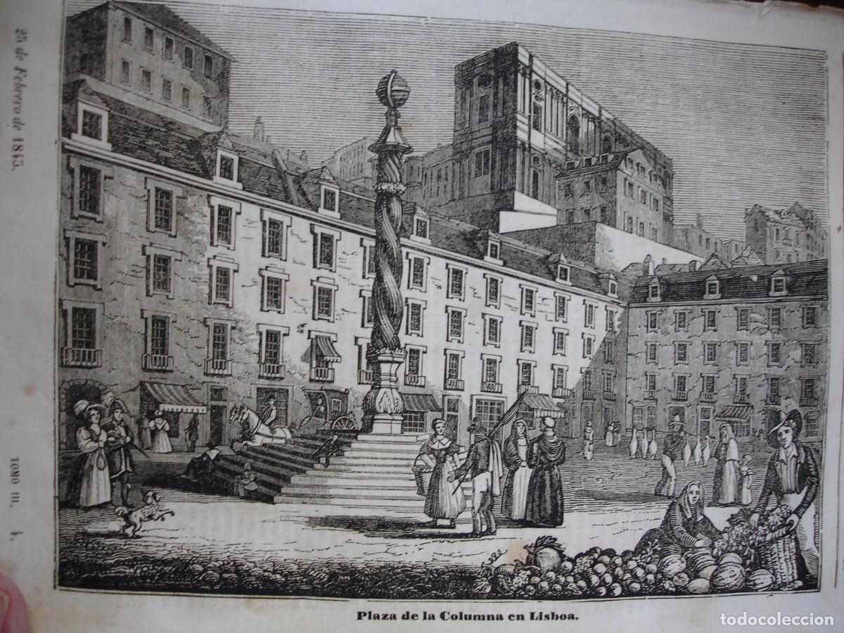 Arte: PLAZA DE LA COLUMNA EN LISBOA A&Ntilde;O 1845