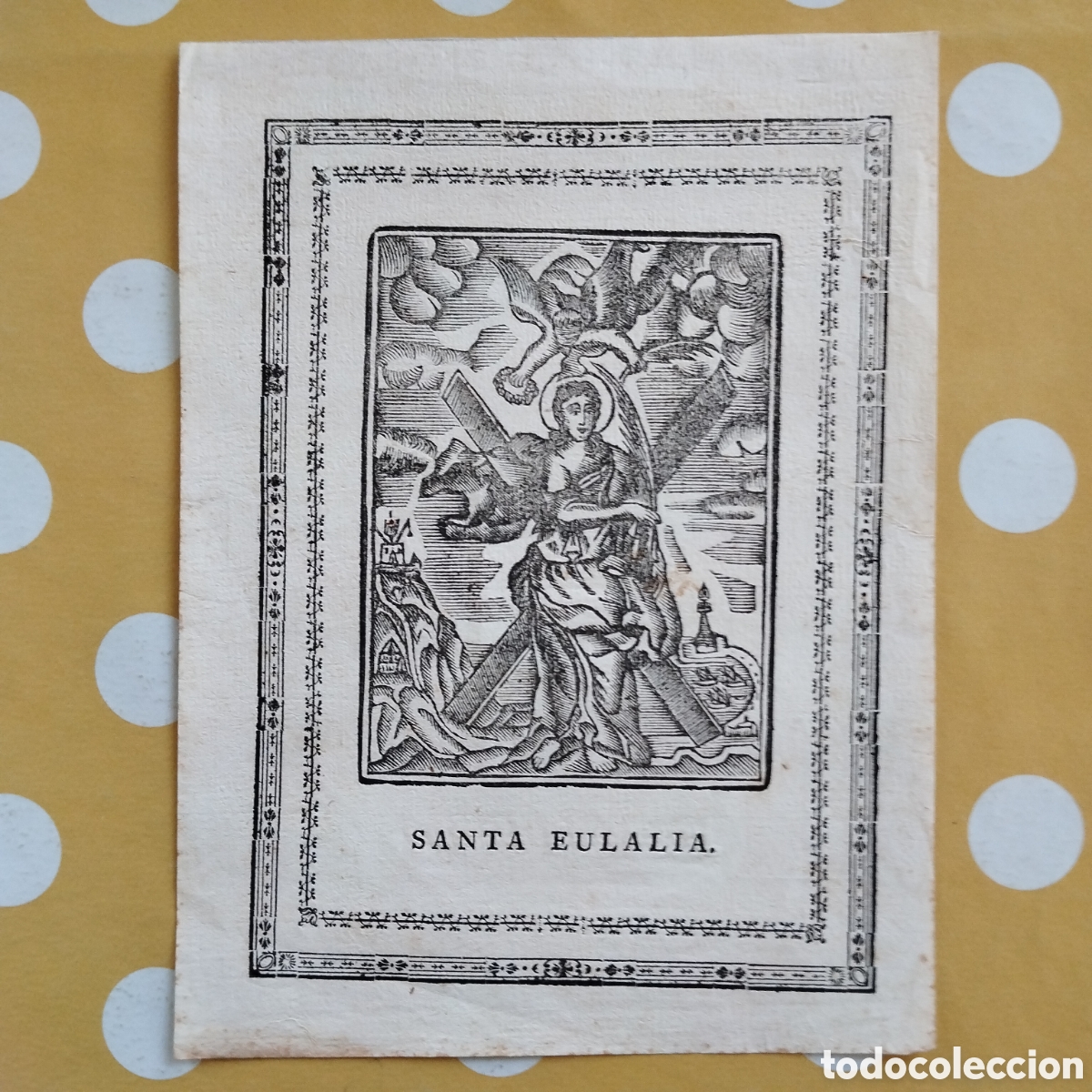 Arte: SANTA EUL&Agrave;LIA GRABADO XILOGRAFICO 20X15 GRAVAT XILOGRAFIC