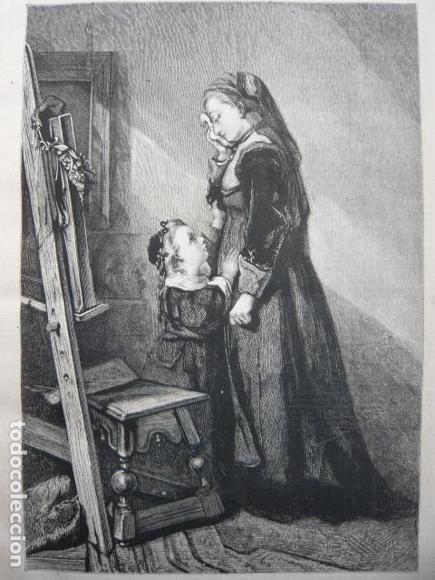 Arte: MADRE E HIJA, HIJA MIA YO VIVO SOLO POR TI GRABADO XILOGRAFICO XILOGRAFIA 1872
