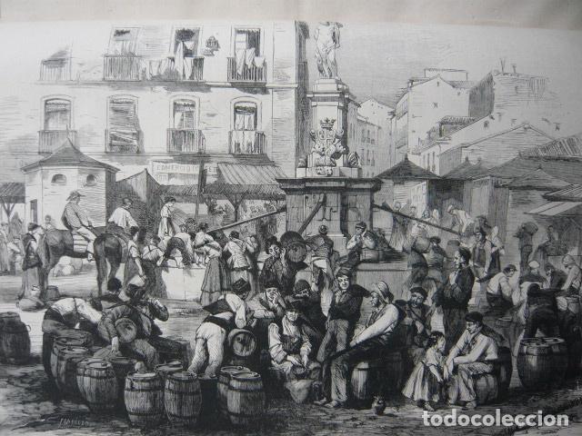 Arte: MADRID LA FUENTE DE LAVAPIES GRABADO XILOGRAFICO XILOGRAFIA 1872