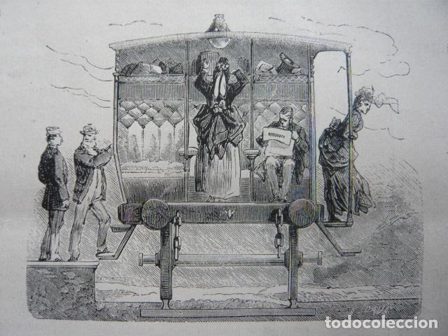 Arte: TREPORT FRANCIA SECCION COCHE GALERIA TREN GRABADO XILOGRAFICO XILOGRAFIA 1872