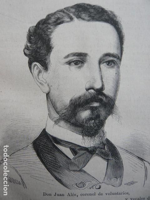 Arte: DON JUAN ALES CORONEL MATANZAS CUBA GRABADO XILOGRAFICO XILOGRAFIA 1872