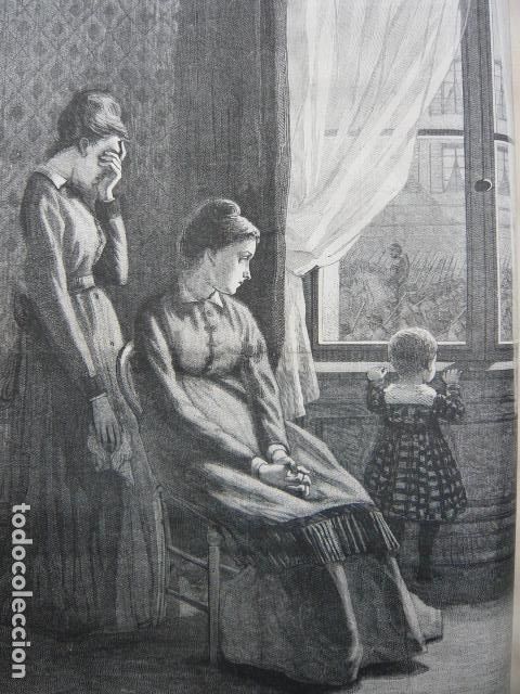 Kunst: MADRE CON HIJAS VOLVER&Aacute; GRABADO XILOGRAFICO XILOGRAFIA 1872