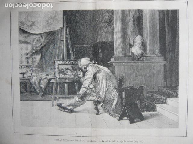 Arte: AFICIONADO A PEQUE&Ntilde;ECES CUADRO DE SALAS GRABADO XILOGRAFICO XILOGRAFIA 1872