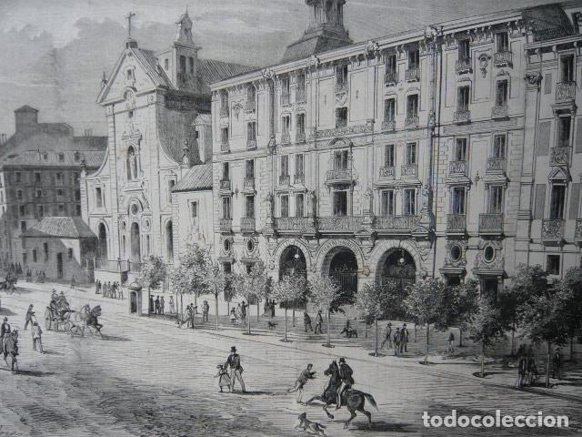 Arte: MADRID FACHADA DEL TEATRO DE MORATIN GRABADO XILOGRAFICO XILOGRAFIA 1872
