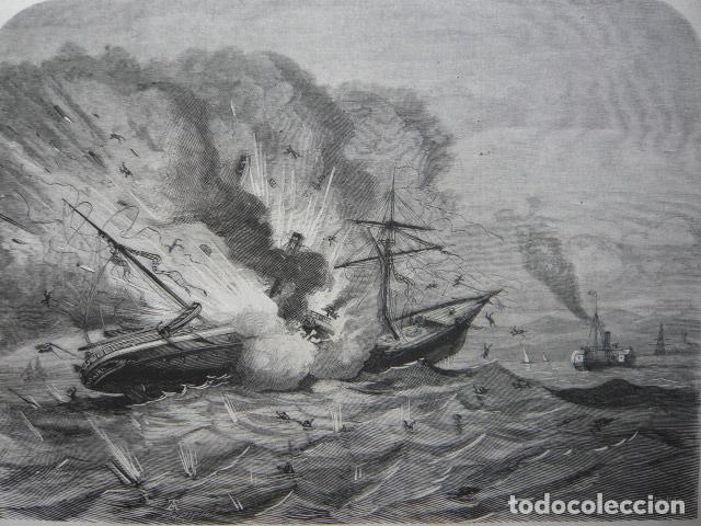 Arte: BARCO VAPOR GUADAIRA EXPLOSION GRABADO XILOGRAFICO XILOGRAFIA 1872
