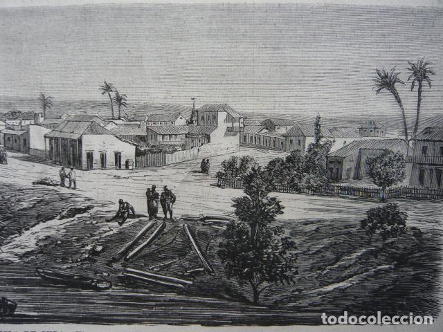 Arte: SAGUA LA GRANDE CUBA VISTA GRABADO XILOGRAFICO XILOGRAFIA 1872