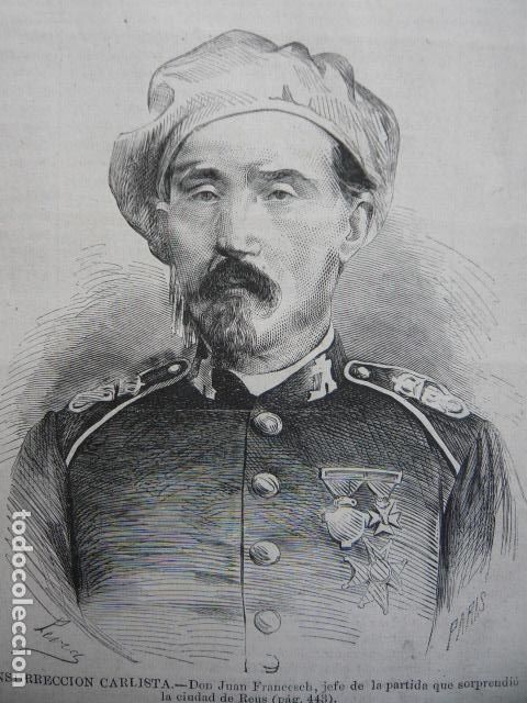 Art: JUAN FRANCESCH CARLISTA CARLISMO GRABADO XILOGRAFICO XILOGRAFIA 1872