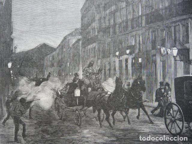 Art: MADRID ATENTADO CONTRA LOS REYES DE ESPA&Ntilde;A GRABADO XILOGRAFICO XILOGRAFIA 1872