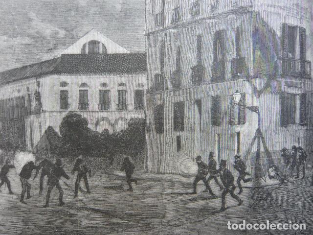 Arte: MADRID OPERA ATENTADO CONTRA LOS REYES DE ESPA&Ntilde;A GRABADO XILOGRAFICO XILOGRAFIA 1872