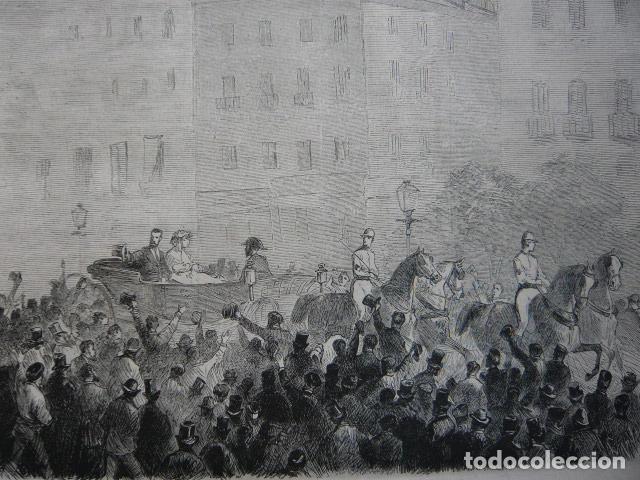 Art: MADRID ATENTADO CONTRA LOS REYES DE ESPA&Ntilde;A GRABADO XILOGRAFICO XILOGRAFIA 1872