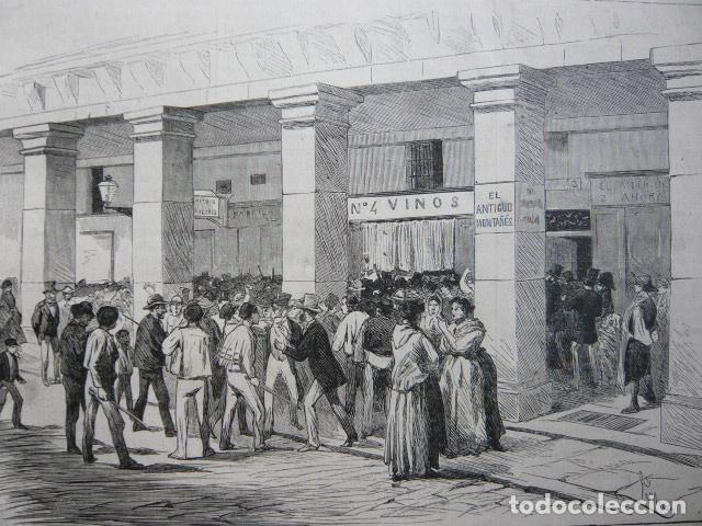Art: MADRID PLAZA MAYOR ATENTADO CONTRA LOS REYES DE ESPA&Ntilde;A GRABADO XILOGRAFICO XILOGRAFIA 1872