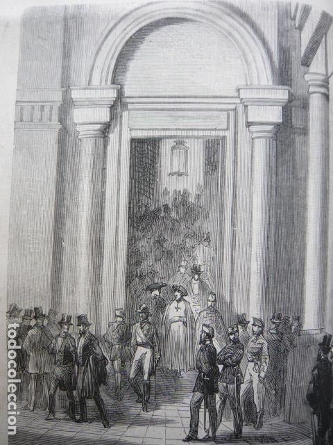 Arte: MADRID SALIDA COMITIVA REAL TRAS ATENTADO GRABADO XILOGRAFICO XILOGRAFIA 1872
