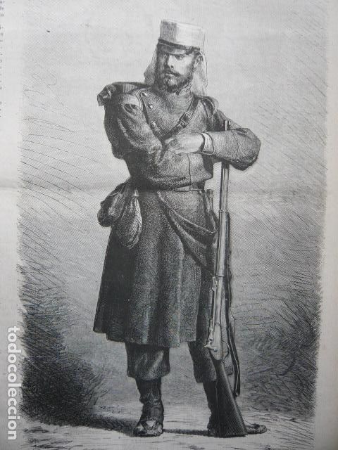 Arte: SOLDADO ESPA&Ntilde;OL GRABADO XILOGRAFICO XILOGRAFIA 1872